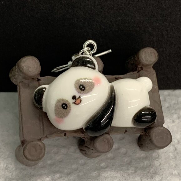 Panda Earring, Panda Bear Jewelry, Gift, Panda Jewelry, Silly Animal Earring - Picture 5 of 8